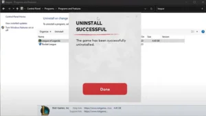 league of legends unistall step four